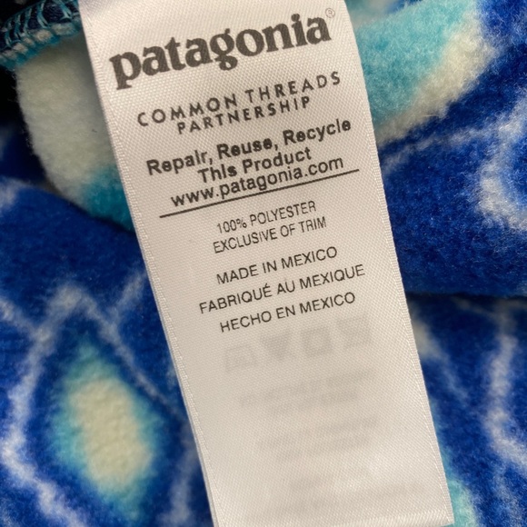PATAGONIA Synchilla Med Full Zip Fleece Hooded Jacket Aztec Tribal RARE EUC - Picture 8 of 11